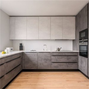 Apartment U Shaped Stain Resistant Melamine Kitchen Cabinet