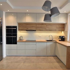 Apartment High Quality Glossy PVC Kitchen Cabinet