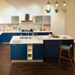 Modern High Valued Dark Blue Lacquer Kitchen Cabinet