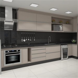 Simple L Shaped Durable Flat Melamine Kitchen Cabinet